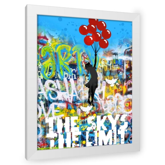 Stephen Chambers 12x14 White Modern Wood Framed Wall Art Titled - Skys The Limit