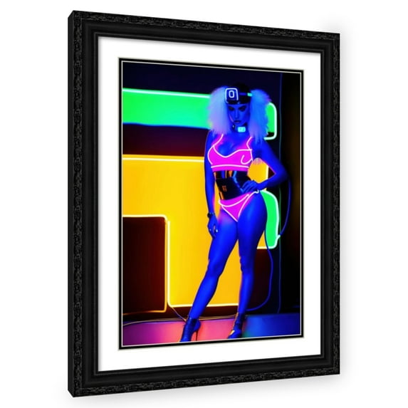 Stephen Chambers 13x18 Black Ornate Wood Framed With Double Matting Wall Art Titled - Neon Venus 15