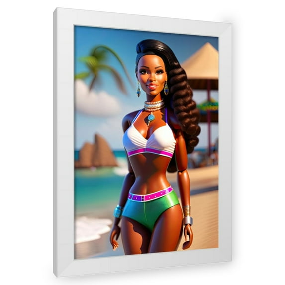 Stephen Chambers 13x18 White Modern Wood Framed Wall Art Titled - Barbie 2