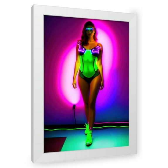 Stephen Chambers 13x18 White Modern Wood Framed Wall Art Titled - Neon Venus 32