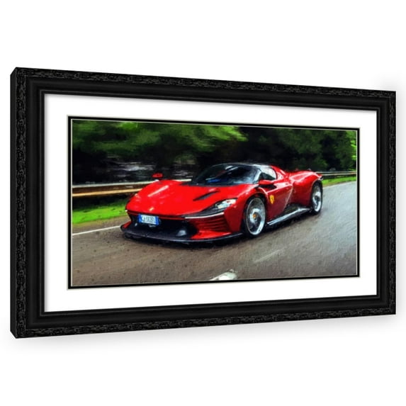 Stephen Chambers 14x10 Black Ornate Wood Framed With Double Matting Wall Art Titled - Ferrari Daytona Sp3 1