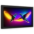 thumbnail image 1 of Stephen Chambers 14x11 Black Modern Wood Framed Wall Art Titled - Unreal Neon Hummingbirds Two, 1 of 6
