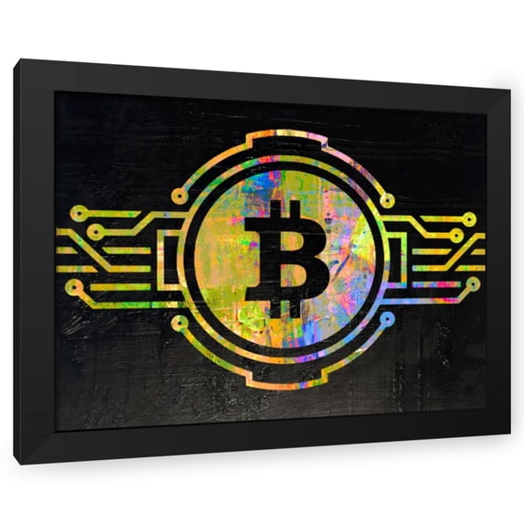 Stephen Chambers 14x12 Black Modern Wood Framed Wall Art Titled - Bitcoin 2