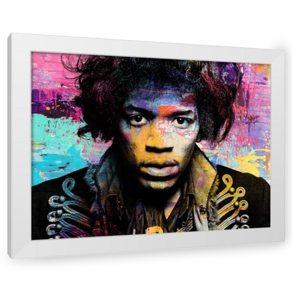 Stephen Chambers 14x12 White Modern Wood Framed Wall Art Titled - Hendrix Drips 1