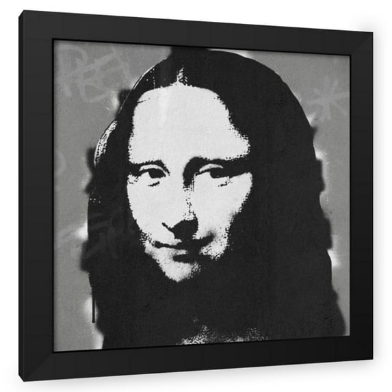 Stephen Chambers 15x15 Black Modern Wood Framed Wall Art Titled - Mona Lisa Stencil Graffiti