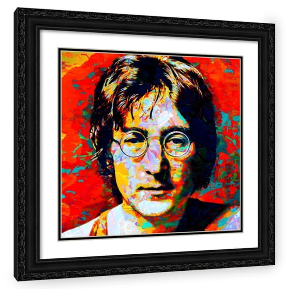 Stephen Chambers 15x15 Black Ornate Wood Framed With Double Matting Wall Art Titled - John Lennon 10