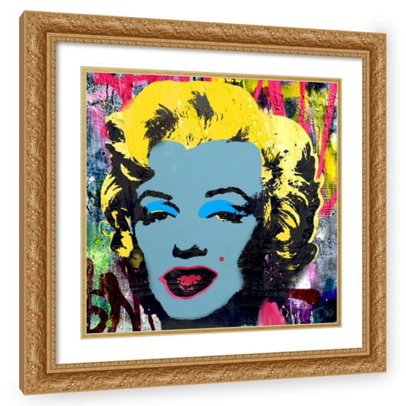Stephen Chambers 15x15 Gold Ornate Wood Framed With Double Matting Wall Art Titled - Marilyn Graffiti