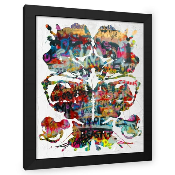 Stephen Chambers 15x18 Black Modern Wood Framed Wall Art Titled - Rorschach Graffiti