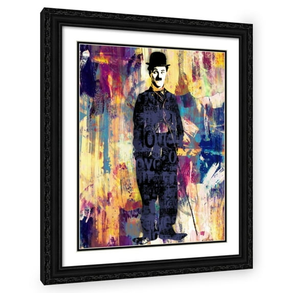Stephen Chambers 15x18 Black Ornate Wood Framed With Double Matting Wall Art Titled - Charlie Chaplin 13