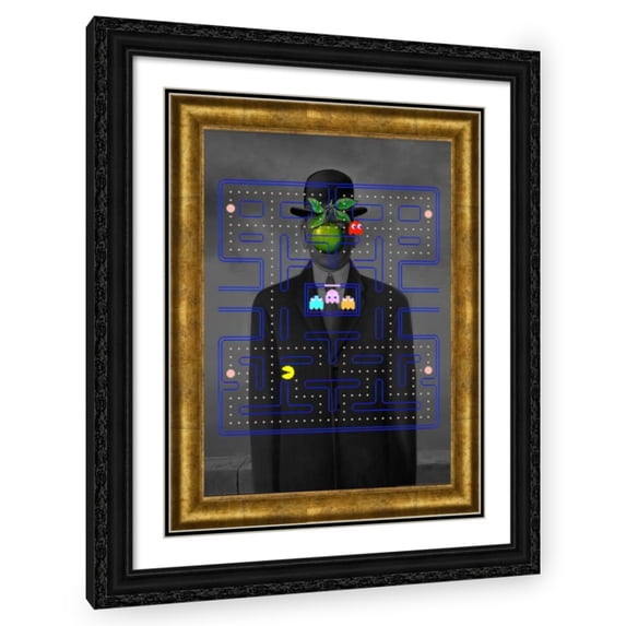 Stephen Chambers 15x18 Black Ornate Wood Framed With Double Matting Wall Art Titled - Son Of Pacman