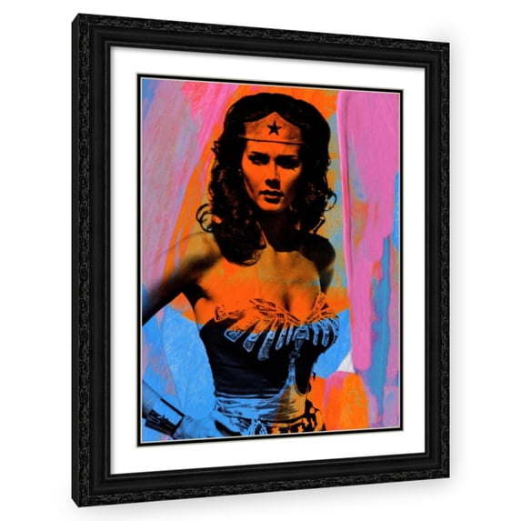 Stephen Chambers 15x18 Black Ornate Wood Framed With Double Matting Wall Art Titled - Wonderwoman Brightcolors