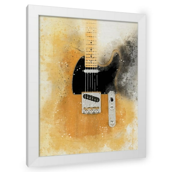 Stephen Chambers 15x18 White Modern Wood Framed Wall Art Titled - Telecaster Watercolor
