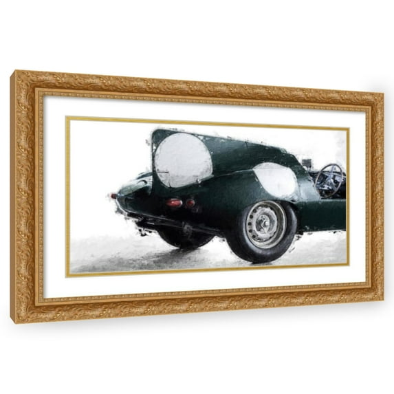 Stephen Chambers 18x12 Gold Ornate Wood Framed With Double Matting Wall Art Titled - Jaguar D Type 9