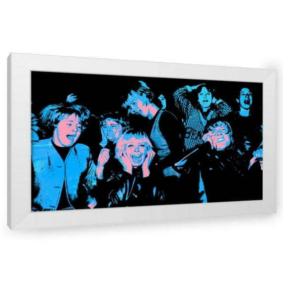Stephen Chambers 18x12 White Modern Wood Framed Wall Art Titled - Beatlemania 1