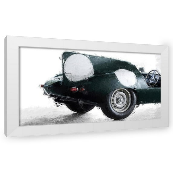Stephen Chambers 18x12 White Modern Wood Framed Wall Art Titled - Jaguar D Type 9