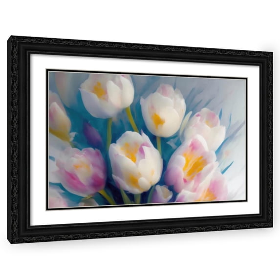 Stephen Chambers 18x13 Black Ornate Wood Framed With Double Matting Wall Art Titled - Tulips 4