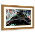 thumbnail image 1 of Stephen Chambers 18x13 Gold Ornate Wood Framed With Double Matting Wall Art Titled - Graffiti Eiffel, 1 of 6
