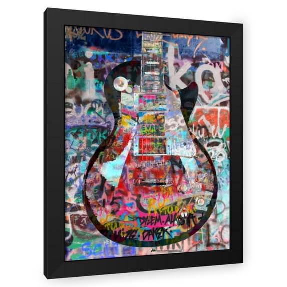 Stephen Chambers 19x24 Black Modern Wood Framed Wall Art Titled - Graffiti Les Paul