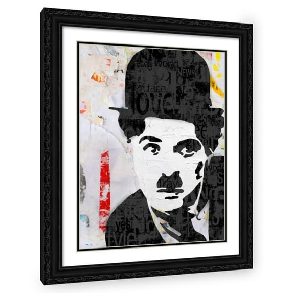 Stephen Chambers 19x24 Black Ornate Wood Framed With Double Matting Wall Art Titled - Charlie Chaplin 11