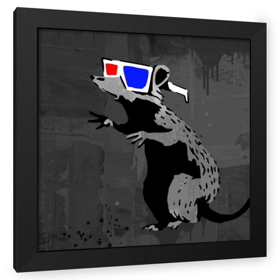 Stephen Chambers 20x20 Black Modern Wood Framed Wall Art Titled - 3D Rat