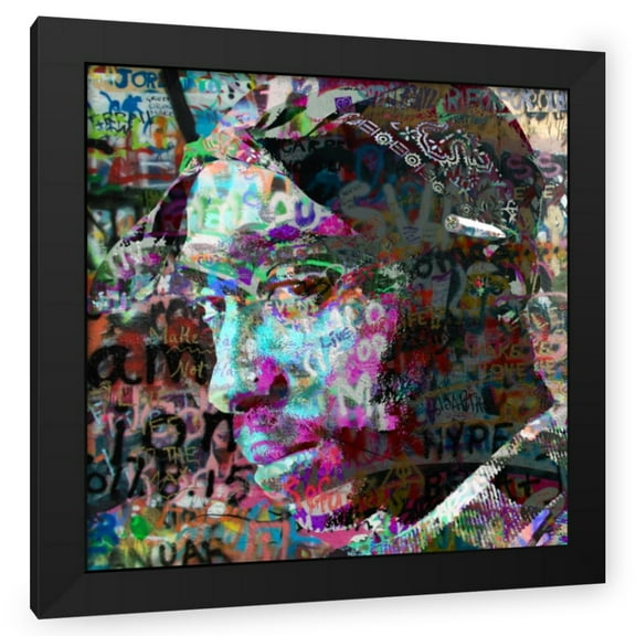 Stephen Chambers 20x20 Black Modern Wood Framed Wall Art Titled - Tupac Heavygraffiti
