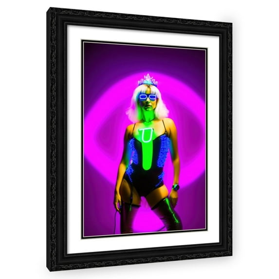Stephen Chambers 23x32 Black Ornate Wood Framed With Double Matting Wall Art Titled - Neon Venus 8