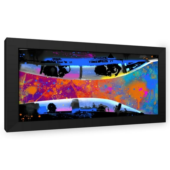 Stephen Chambers 24x14 Black Modern Wood Framed Wall Art Titled - Topgun Flip Off