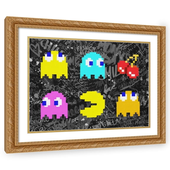 Stephen Chambers 24x19 Gold Ornate Wood Framed With Double Matting Wall Art Titled - Pacman 2