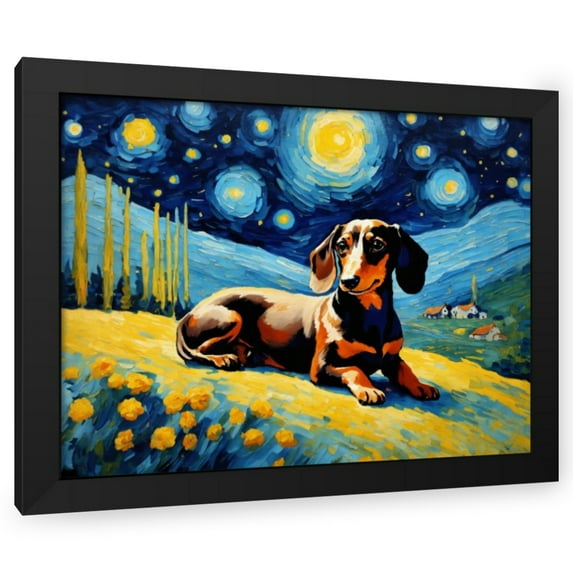 Stephen Chambers 24x20 Black Modern Wood Framed Wall Art Titled - Dachshund 5