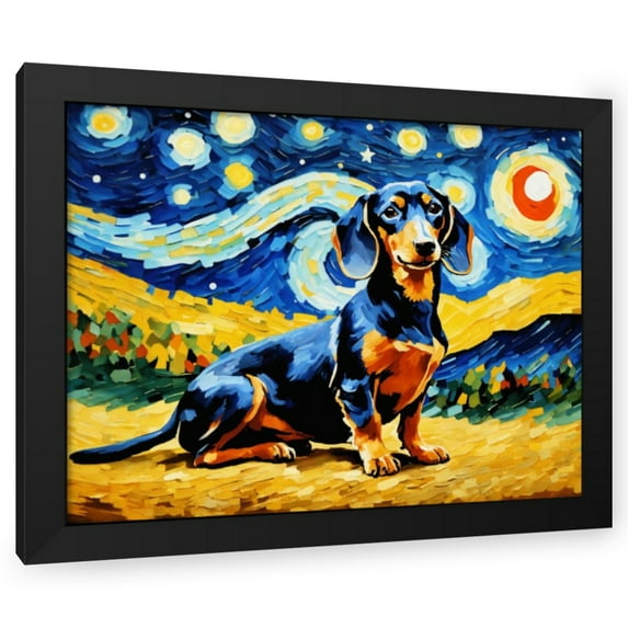 Stephen Chambers 24x20 Black Modern Wood Framed Wall Art Titled - Dachshund 6