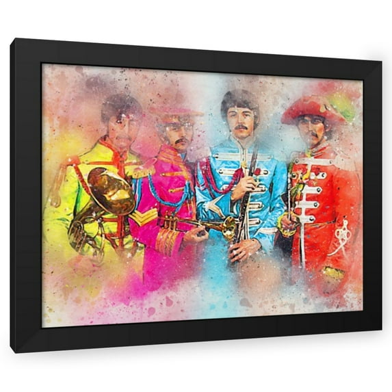 Stephen Chambers 24x20 Black Modern Wood Framed Wall Art Titled - Sgt Pepper Watercolor