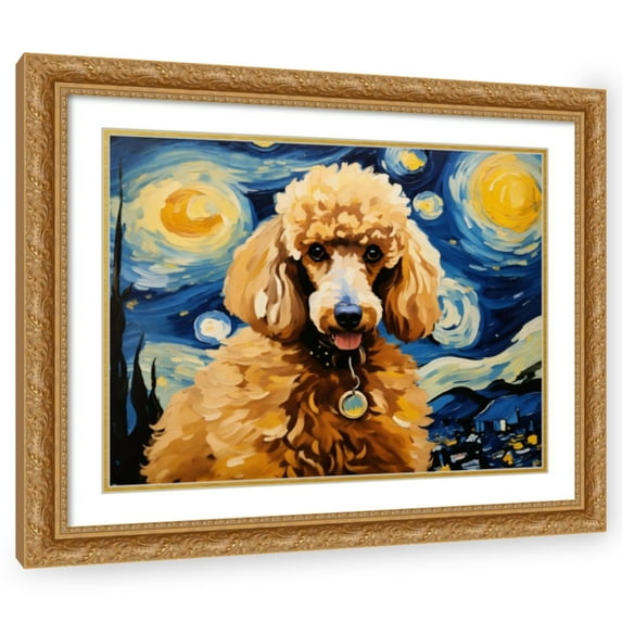 Stephen Chambers 24x20 Gold Ornate Wood Framed With Double Matting Wall Art Titled - Poodle 6