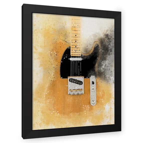Stephen Chambers 25x32 Black Modern Wood Framed Wall Art Titled - Telecaster Watercolor
