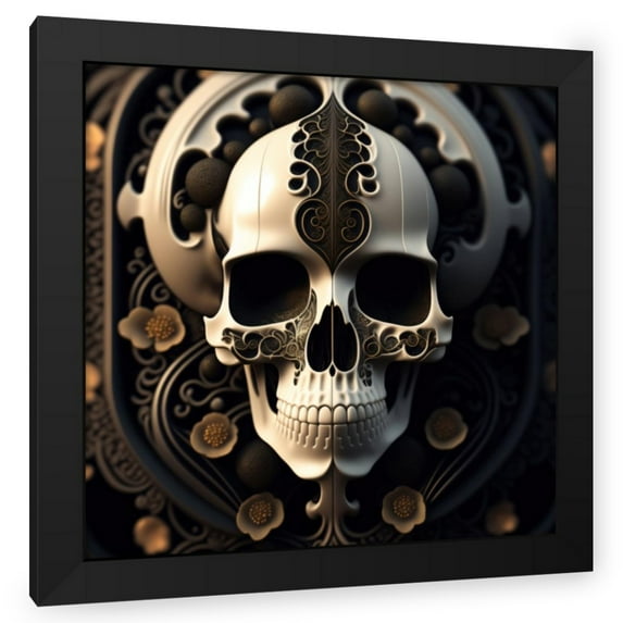Stephen Chambers 26x26 Black Modern Wood Framed Wall Art Titled - Skull 21