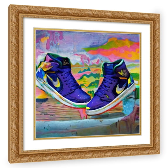 Stephen Chambers 26x26 Gold Ornate Wood Framed With Double Matting Wall Art Titled - Air Jordan 27