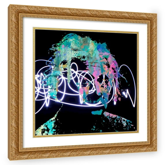 Stephen Chambers 26x26 Gold Ornate Wood Framed With Double Matting Wall Art Titled - Einstein Speedoflight