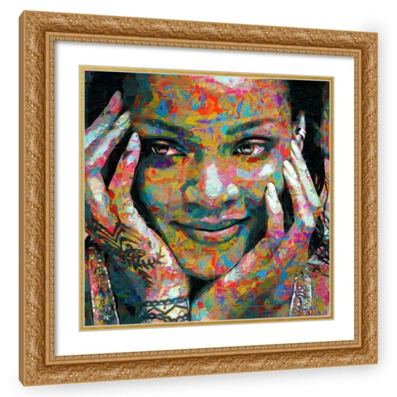 Stephen Chambers 26x26 Gold Ornate Wood Framed With Double Matting Wall Art Titled - Rihanna