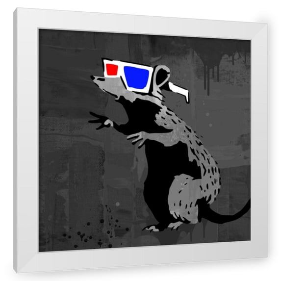 Stephen Chambers 26x26 White Modern Wood Framed Wall Art Titled - 3D Rat