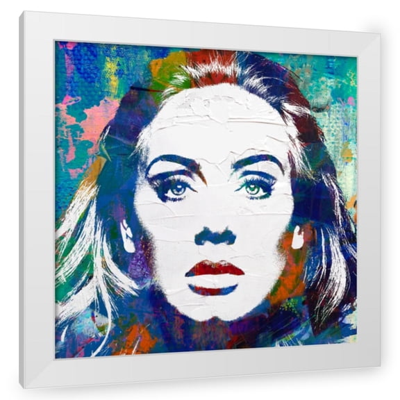 Stephen Chambers 26x26 White Modern Wood Framed Wall Art Titled - Adele 2