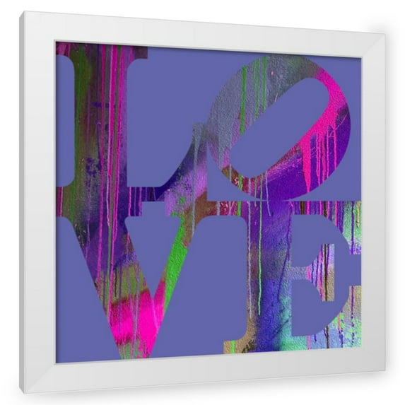 Stephen Chambers 26x26 White Modern Wood Framed Wall Art Titled - Love Very Peri 2