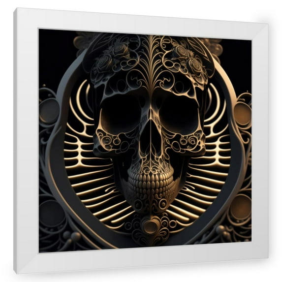 Stephen Chambers 26x26 White Modern Wood Framed Wall Art Titled - Skull 31