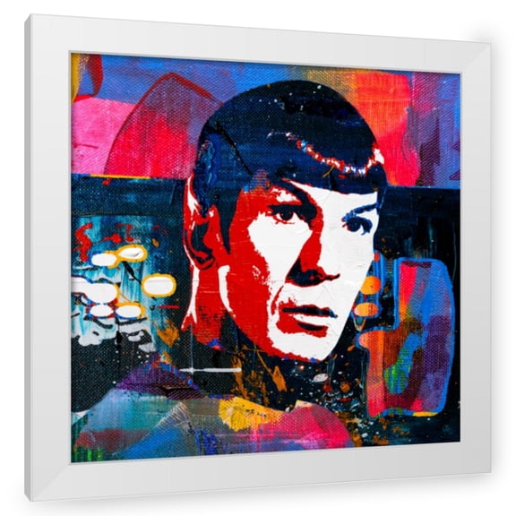 Stephen Chambers 26x26 White Modern Wood Framed Wall Art Titled - Spock 2
