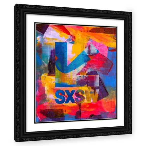 Stephen Chambers 26x30 Black Ornate Wood Framed With Double Matting Wall Art Titled - Sxsw 2