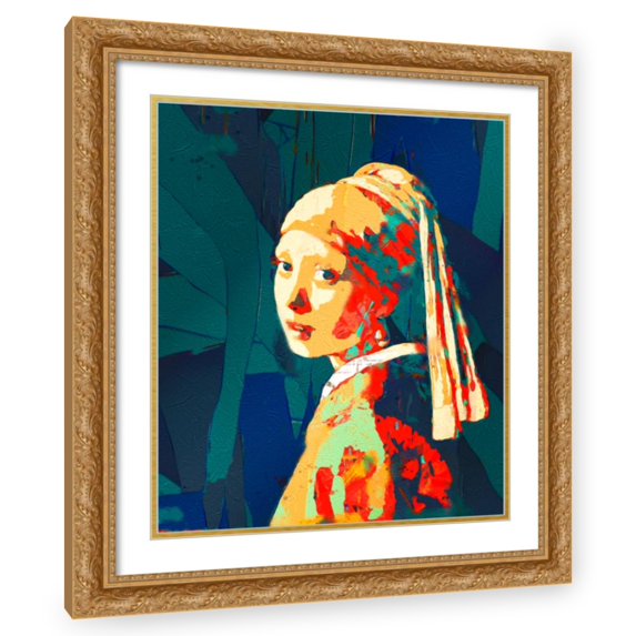 Stephen Chambers 26x30 Gold Ornate Wood Framed With Double Matting Wall Art Titled - Pearl Earring 5