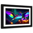 thumbnail image 1 of Stephen Chambers 32x23 Black Ornate Wood Framed With Double Matting Wall Art Titled - Unreal Neon Hummingbirds, 1 of 6