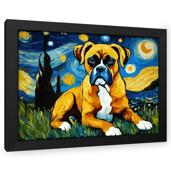 Stephen Chambers 32x25 Black Modern Wood Framed Wall Art Titled - Boxer