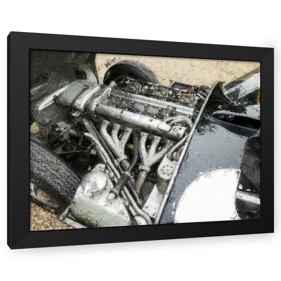 Stephen Chambers 32x25 Black Modern Wood Framed Wall Art Titled - Jaguar D Type 10