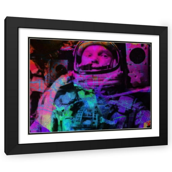 Stephen Chambers 32x25 Black Ornate Wood Framed With Double Matting Wall Art Titled - John Glenn First To Orbit
