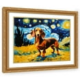 thumbnail image 1 of Stephen Chambers 32x26 Gold Ornate Wood Framed With Double Matting Wall Art Titled - Dachshund 4, 1 of 6