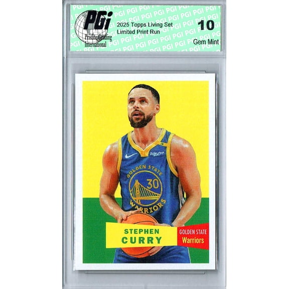 Stephen Curry 2025 Golden State Warriors Topps Living Set #30 Alternate Background SP Rare Trading Card PGI 10